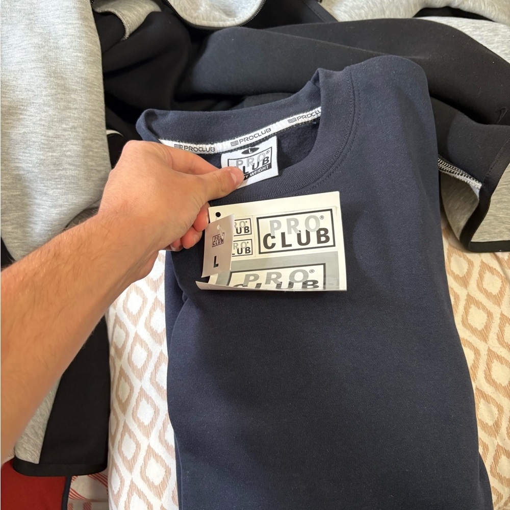 Pro Club Men's Crewneck Sweater - Blue - Picture 2 of 2